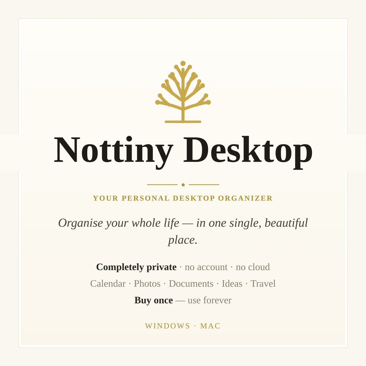 Nottiny Desktop logo – a golden tree on a cream background