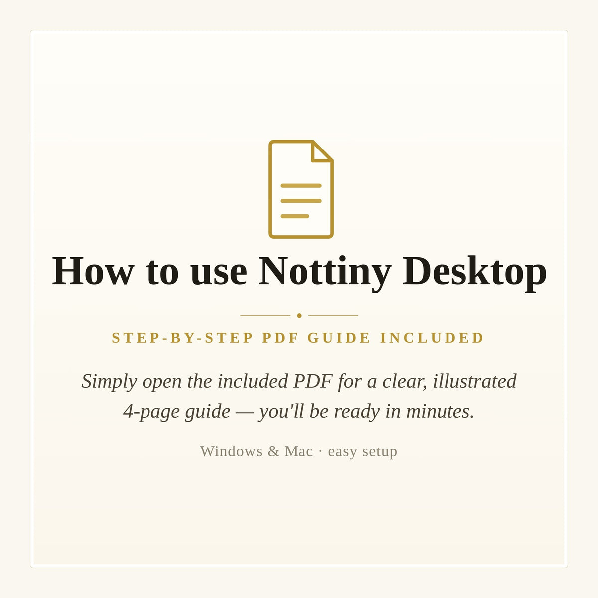 The illustrated step-by-step PDF guide included with Nottiny Desktop