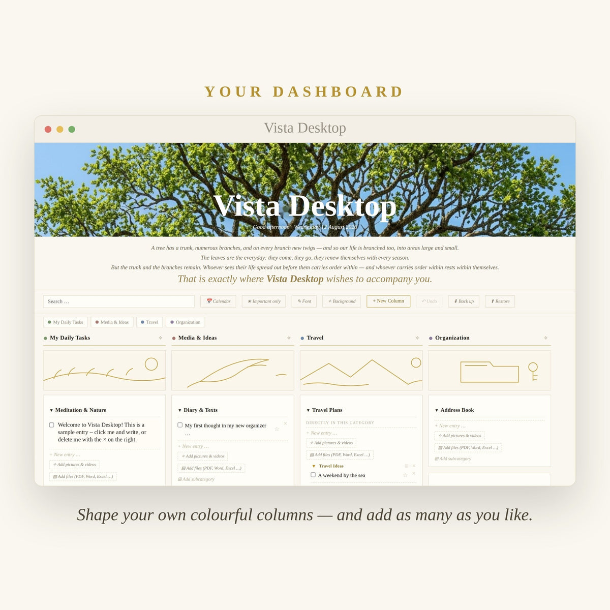 VistaDesktop - Versatile Personal Organizer (No Account, No Cloud)